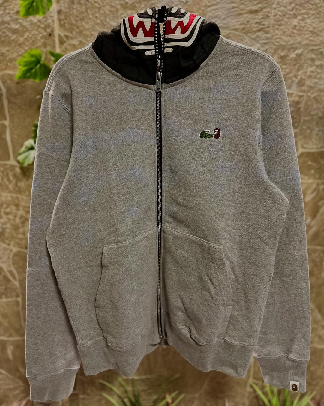 Full Zipper Hoodie BAPE x Lacoste Grey