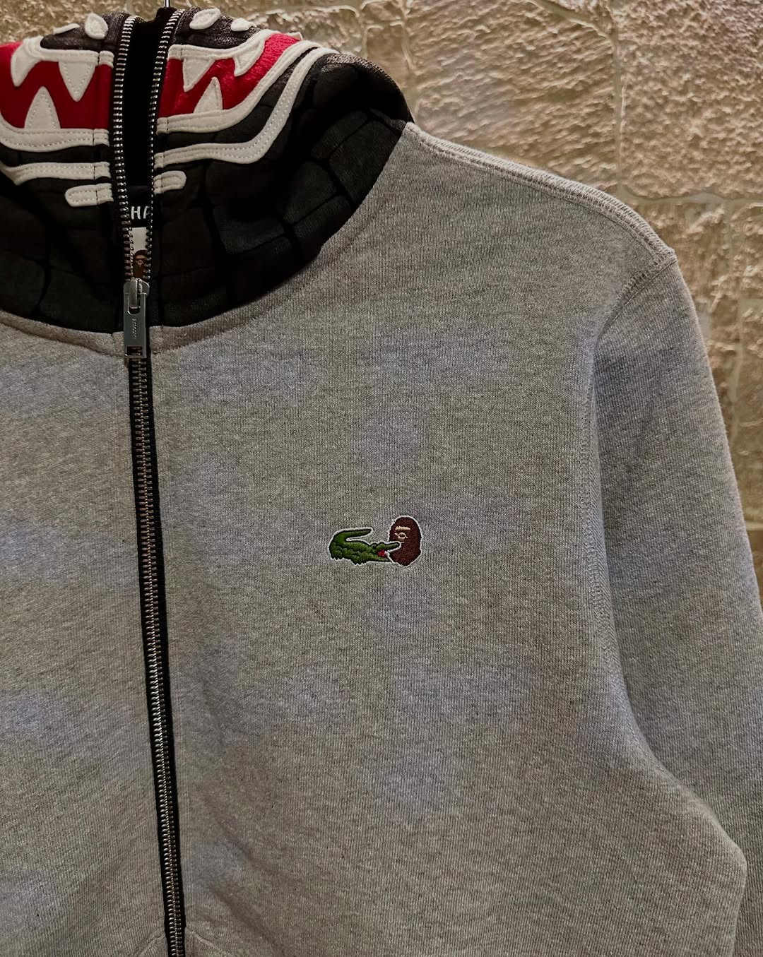 Full Zipper Hoodie BAPE x Lacoste Grey