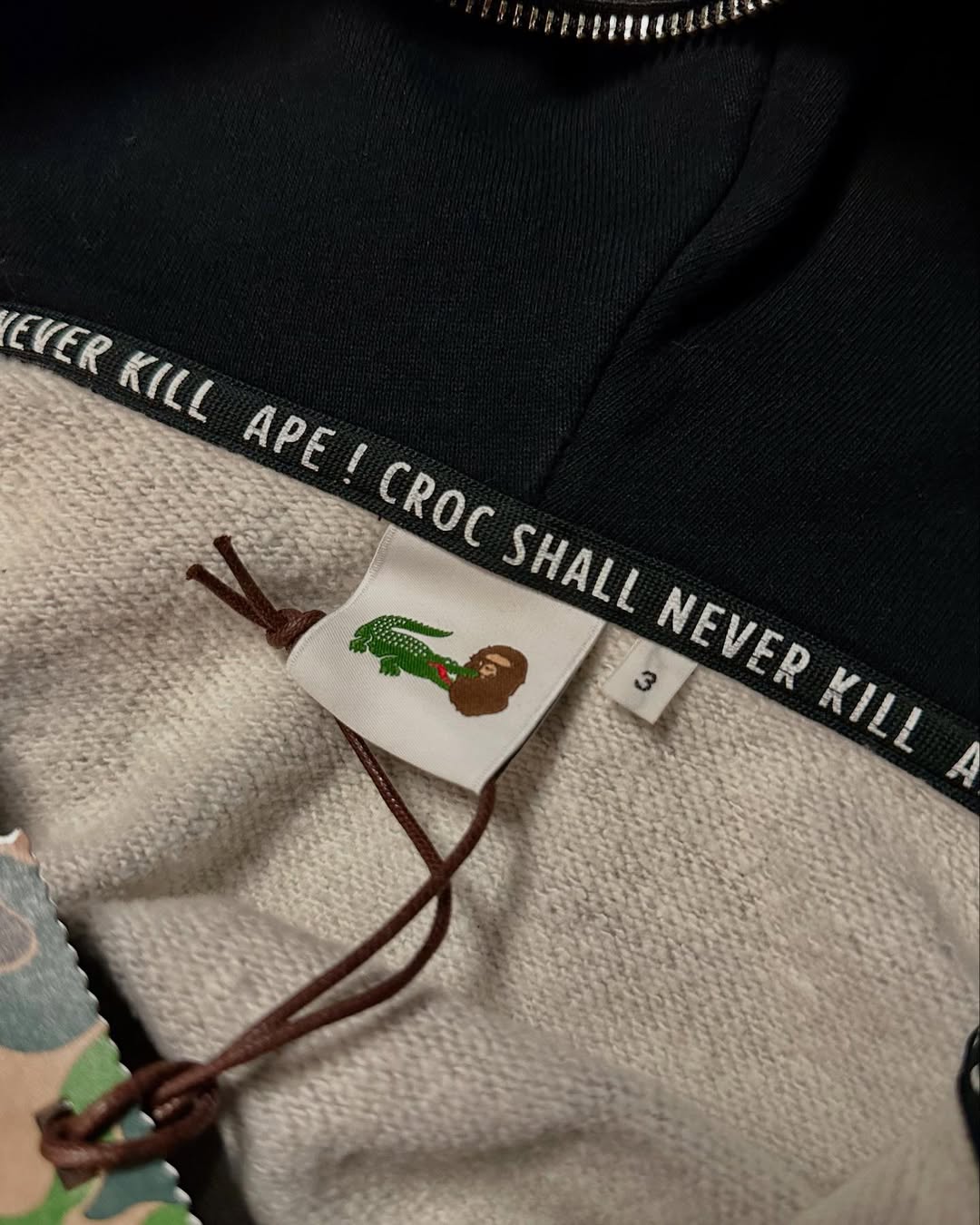 Full Zipper Hoodie BAPE x Lacoste Grey