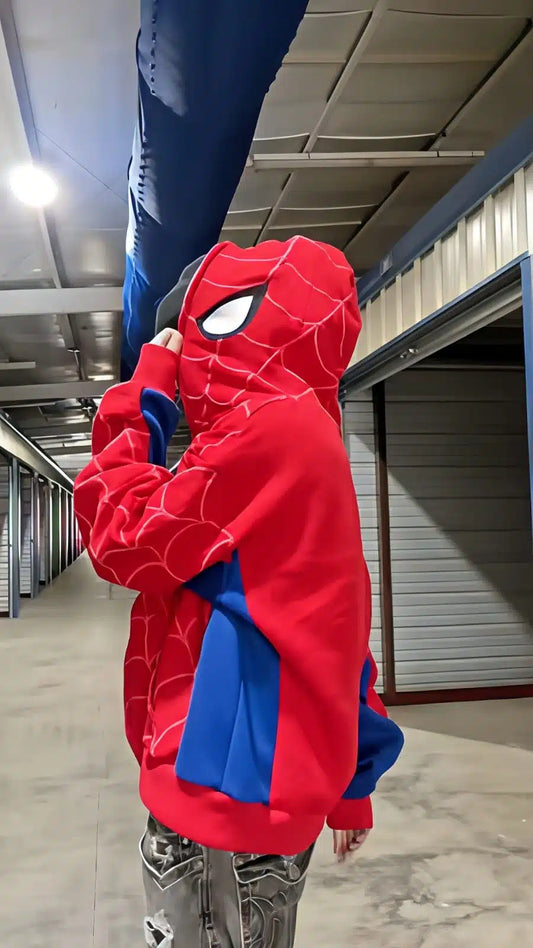 Premium Red & Blue Spiderman Hoodie – Full Zip up