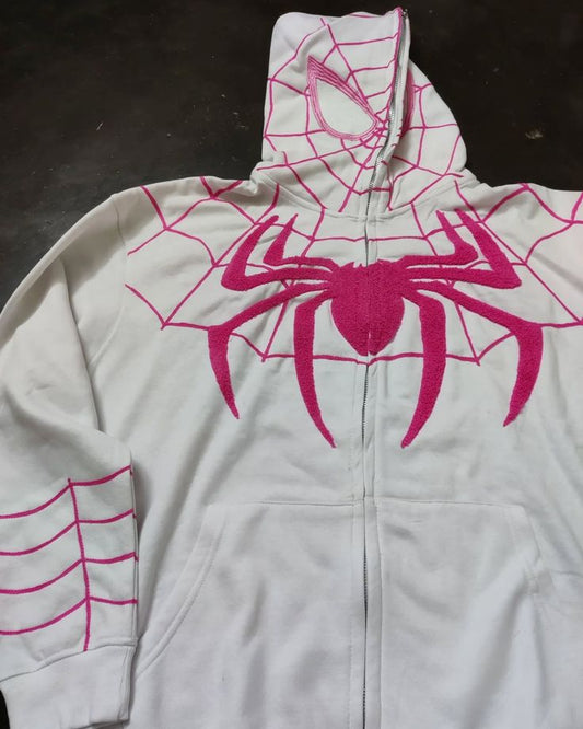 Spiderman Oversized Zipper Hoodie White