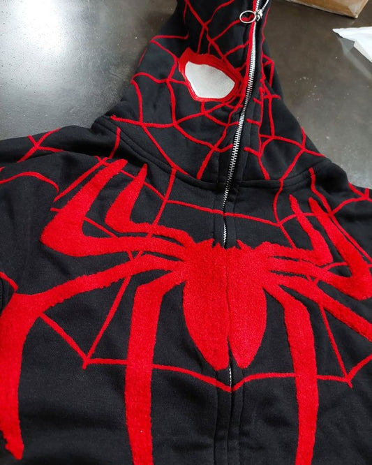 Spiderman Oversized Zipper Hoodie Black