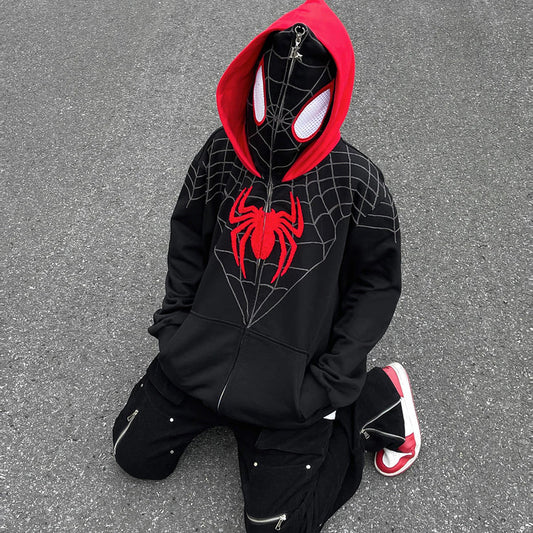 Spider Man Zipper Hoodie With Face Mask