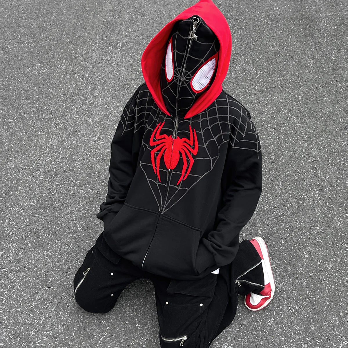 Spider Man Zipper Hoodie With Face Mask