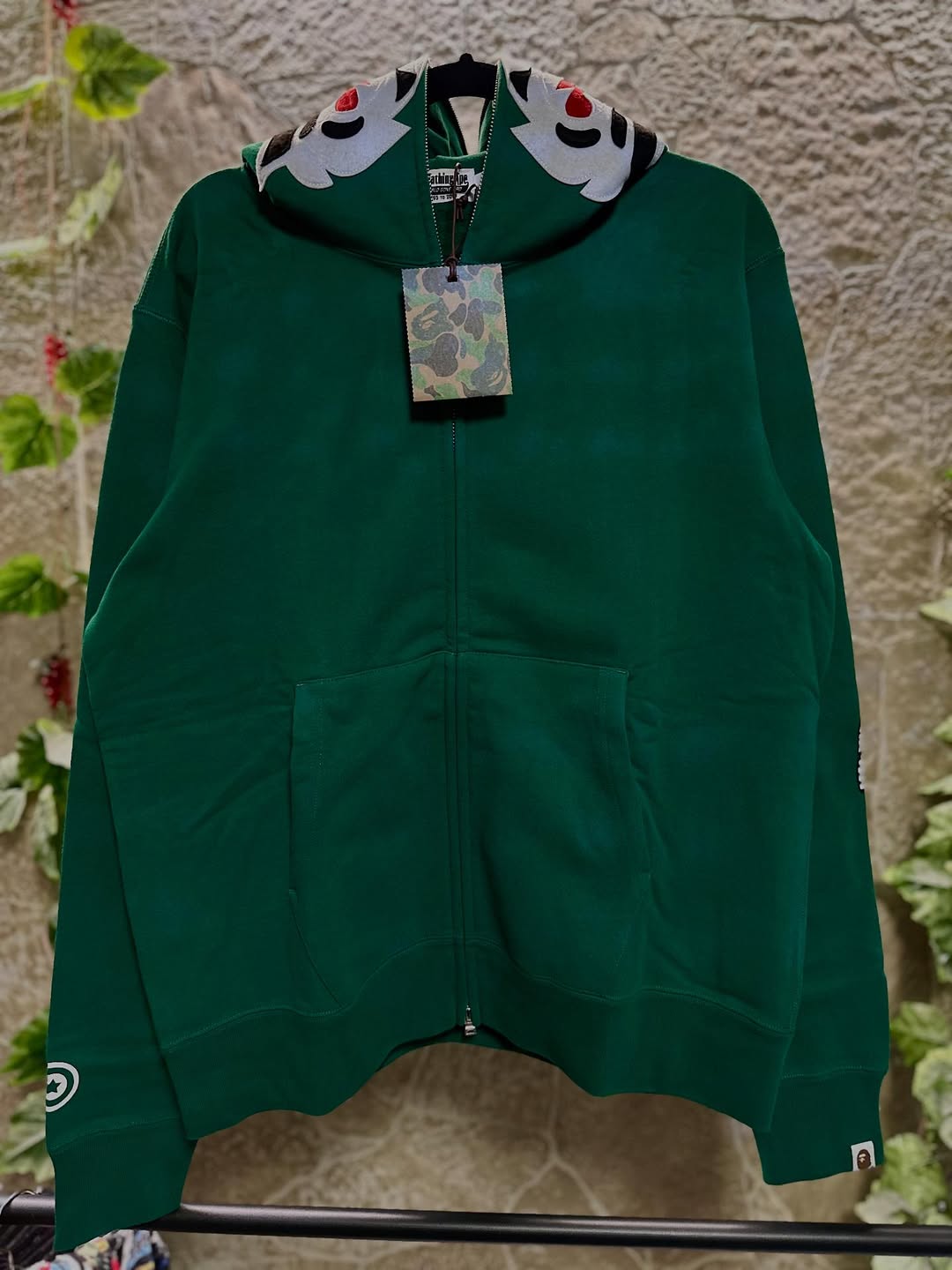 BAPE Tiger Full Zipper Hoodie Green