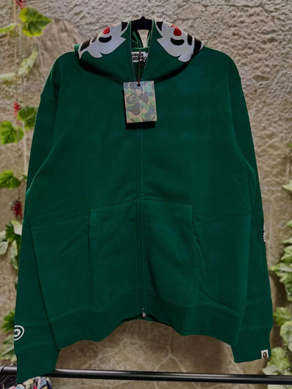 BAPE Tiger Full Zipper Hoodie Green