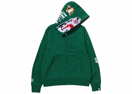 BAPE Tiger Full Zipper Hoodie Green