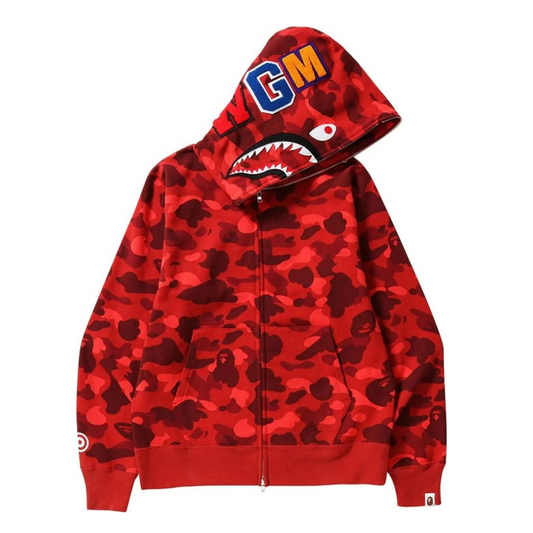 BAPE Camo Shark Red Full Zip Hoodie