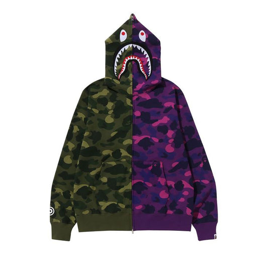 Bape Color Camo Shark Full Zip Hoodie - Multicolor
