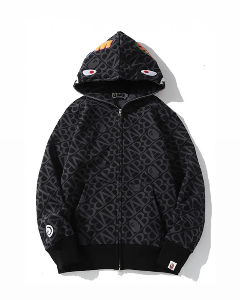 BAPE "SPORT MONOGRAM SHARK HOODIE"