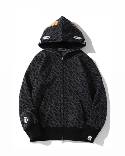 BAPE "SPORT MONOGRAM SHARK HOODIE"