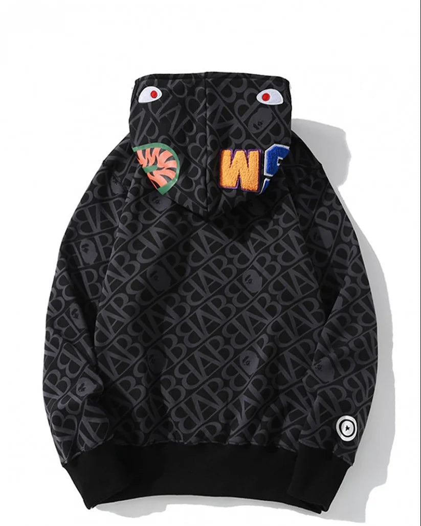 BAPE "SPORT MONOGRAM SHARK HOODIE"
