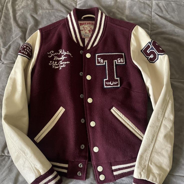 Fleece Wine Varsity Jacket
