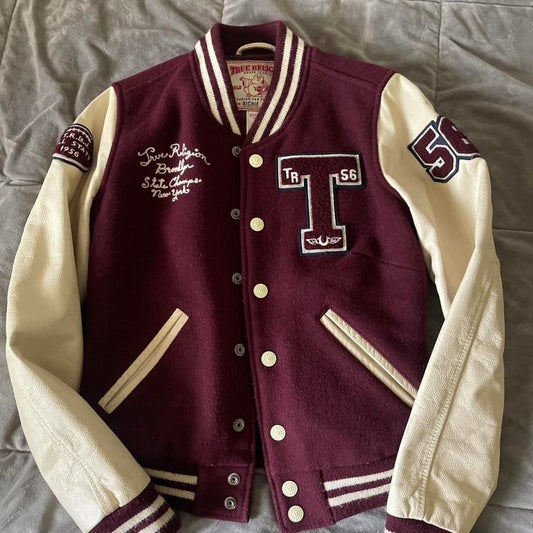 Fleece Wine Varsity Jacket