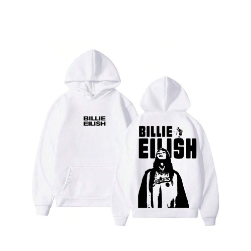 Billie Eilish Printed White Hoodie