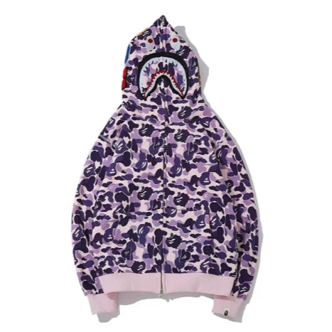 BAPE Shark Hoodie Full Zip Up Hoodie Pink Blue