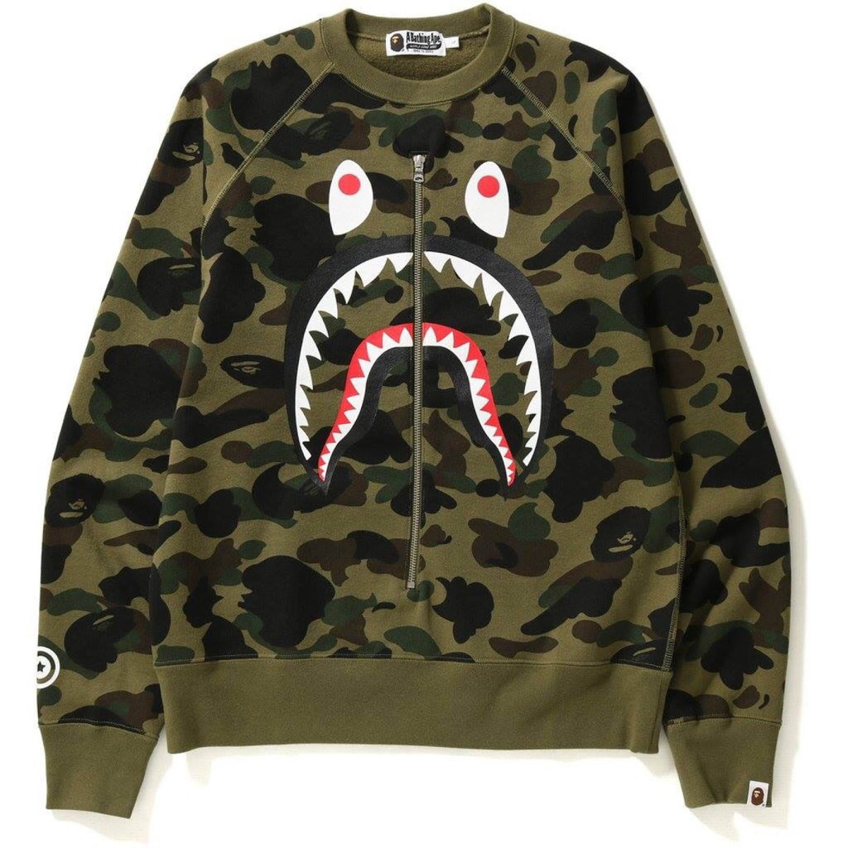 BAPE 1st Camo Shark Crewneck Sweatshirt in Green