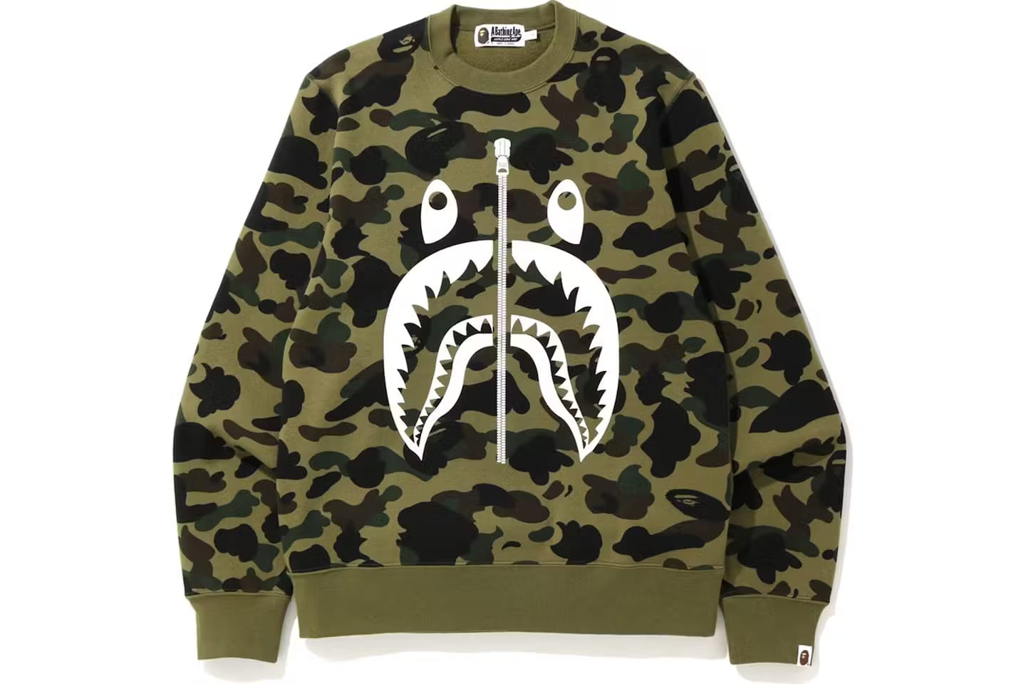 BAPE 1st Camo White Shark Crewneck