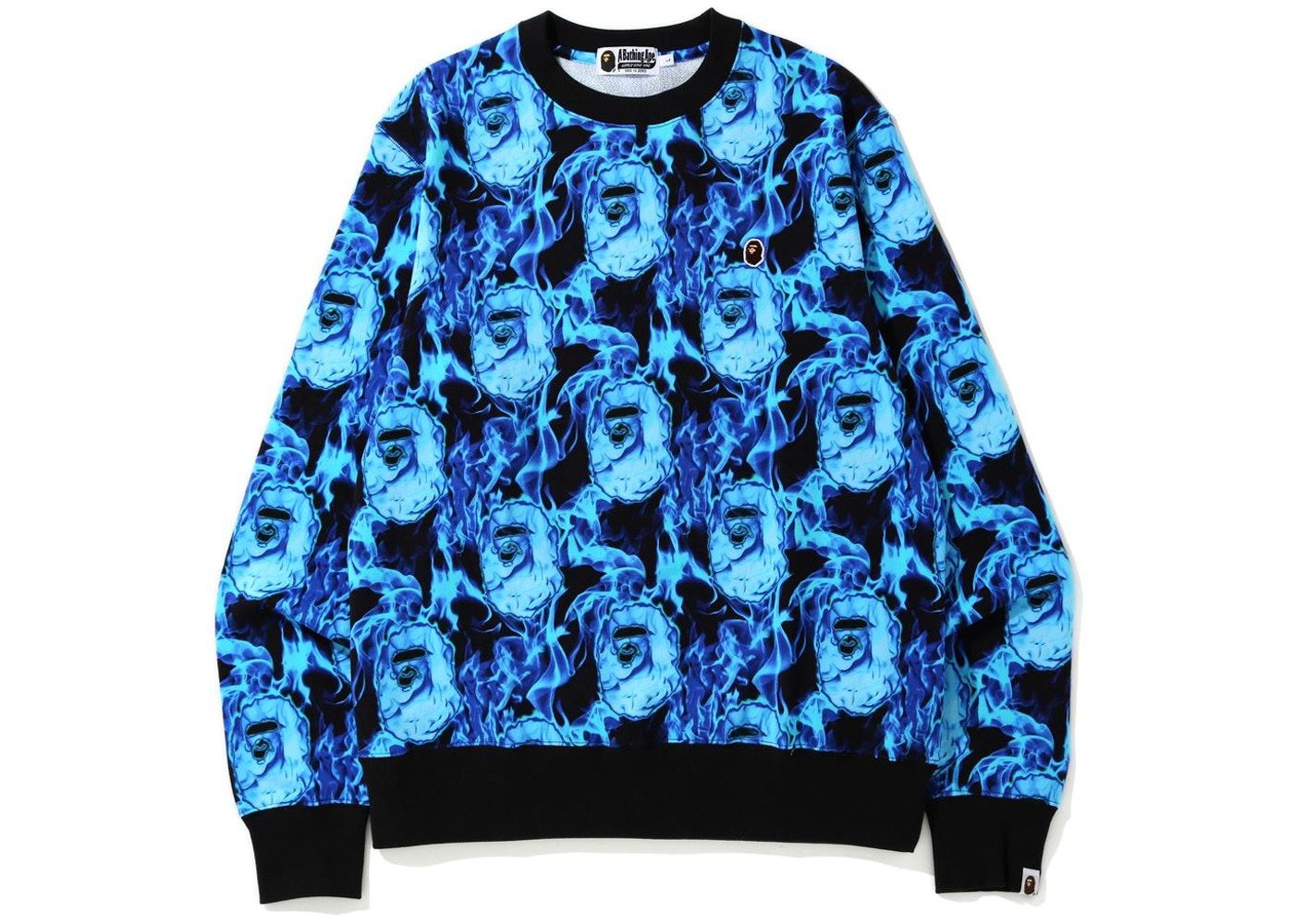 BAPE Flame Wide Crewneck Blue