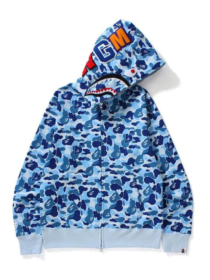 Bape ABC Camo Shark Full Zip Hoodie - Blue