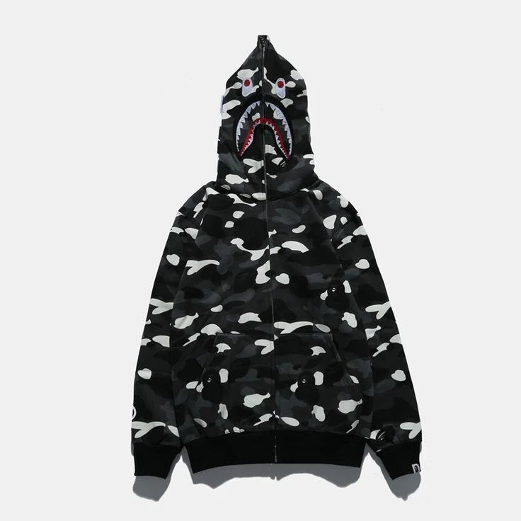 BAPE Shark Full Zip Hoodie Black Yellow