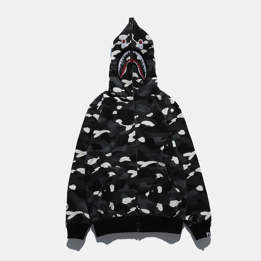 BAPE Shark Full Zip Hoodie Black Yellow
