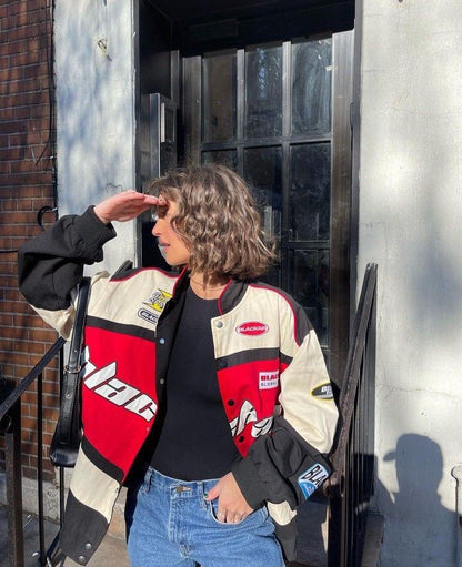 Blackair Racing Jacket in Red & White