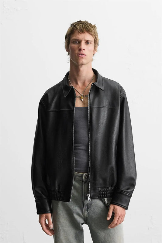 Black Faux Leather Jacket for Men | Stylish & Durable Outerwear Online in India