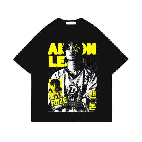 K-Pop RIIZE Black Printed T-Shirt